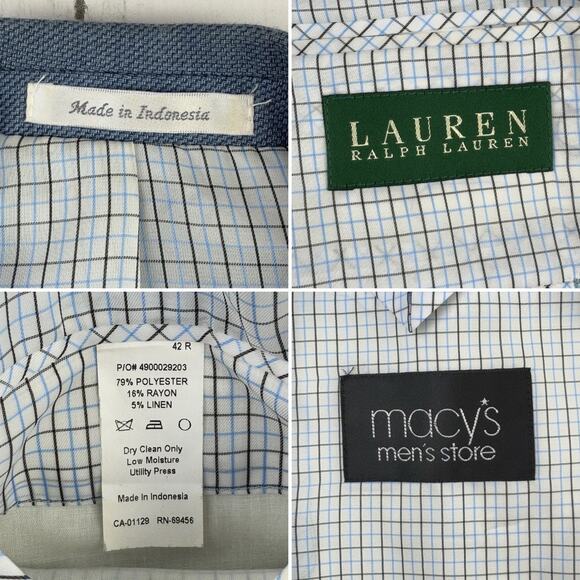 Lauren Ralph Lauren Blue Linen Blend 2 Button Single Breasted Blazer Size 42R - Picture 15 of 16